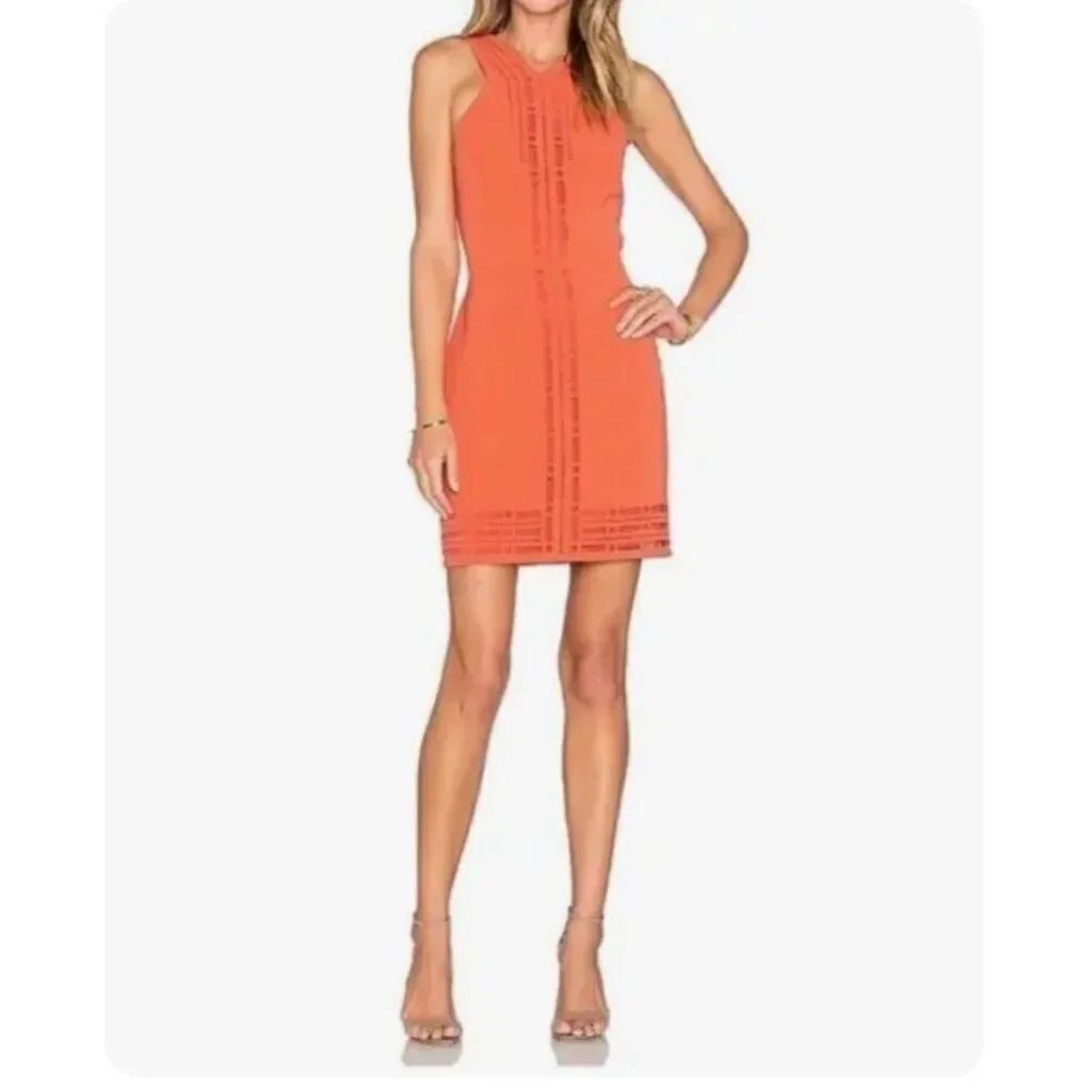 Greylin Millany Women Textured Coral Laser-Cut Halter Dress Size M